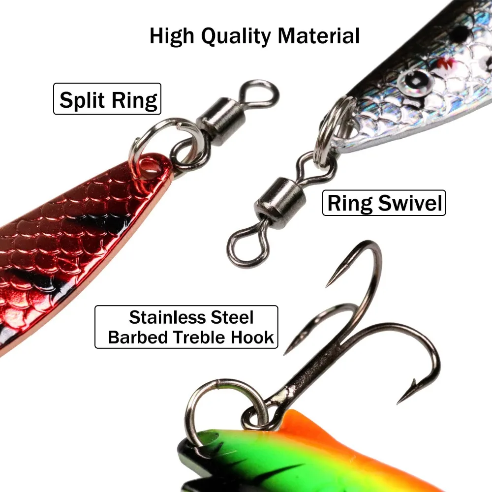 5Pcs/set 18.4g 75mm Metal Spoons Lure Spinner bait Swimbait Vibrating Jigging Fishing Lures Hard Baits Bass Fishing Tackle pesca