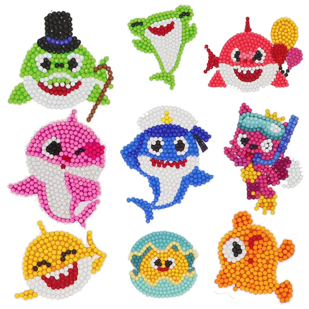 

9Pcs Shark Resin Sticker kids Toy Rhinestone DIY Diamond Painting Embroidery Phone Bag Sticker For Decoration Diary Scrapbooking
