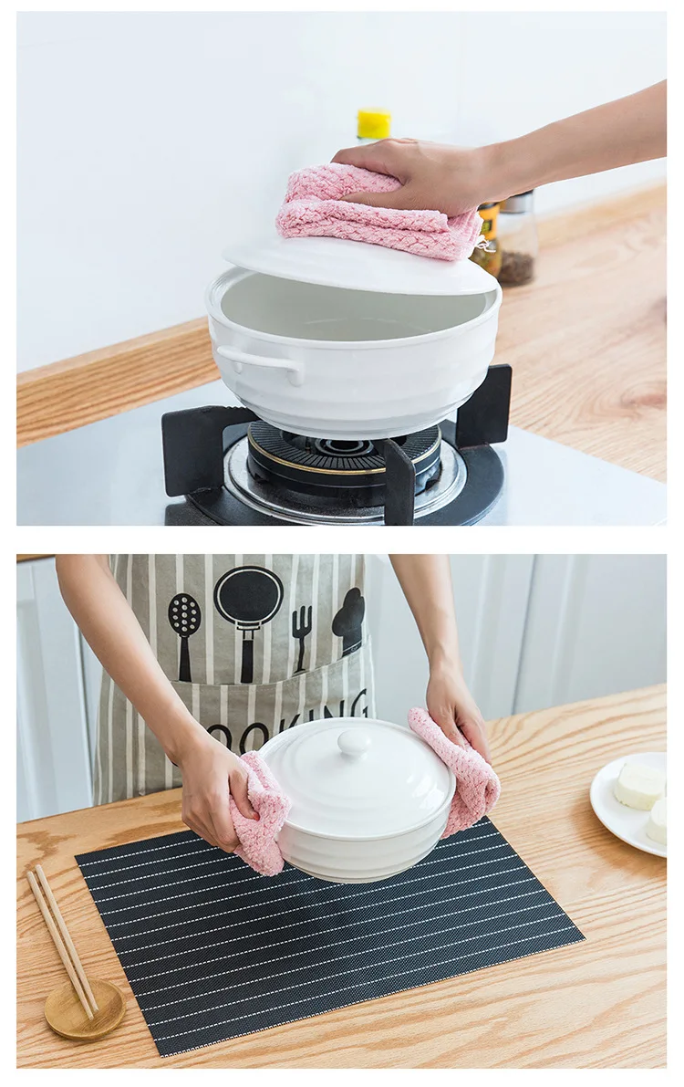 Бытовой чехол с ананасом, полотенце для посуды, утолщенная Абсорбирующая Ткань для посуды, бытовая ткань для очистки, кухонная антипригарная масляная ткань для посуды
