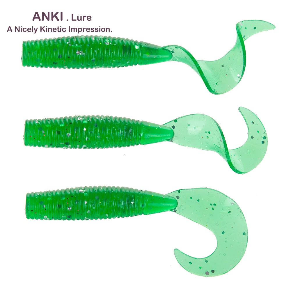 

ANKI 2.5g 6cm Curly Tail Grub 12pcs/lot salt Artificial Soft Bait Predator Tackle Soft Fishing Lure Worm Wobbles bait jig lure