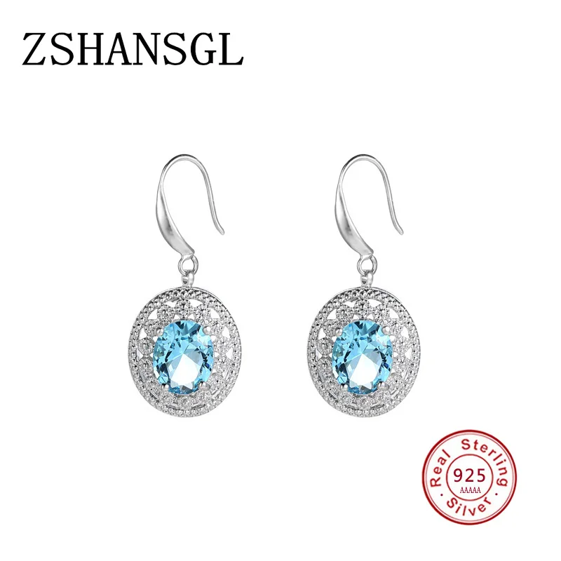 

Top Quality Hearts & Arrows cut 0.75 carat AAA+ Light Blue CZ Stone Drop Earrings for Women Brincos Oorbellen Boucle D'oreille