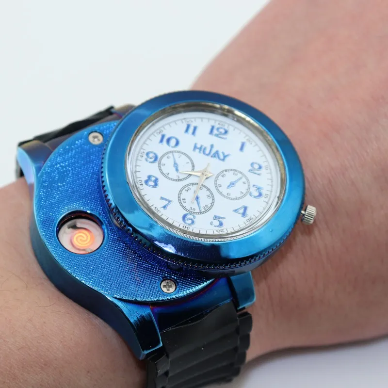 

Lighter Watches USB charging Fashion Sports Quartz Watch men women cut tobacco Silicone Jelly Cigarette Lighter F772 1pcs