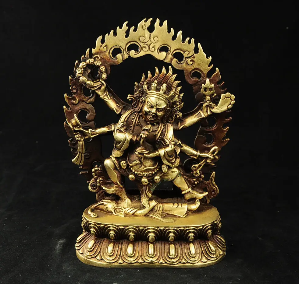 

Pure buddhism brass 6 arms Mahakala Vajra King Kong Exorcism god buddha statue Garden Decoration 100% real Brass
