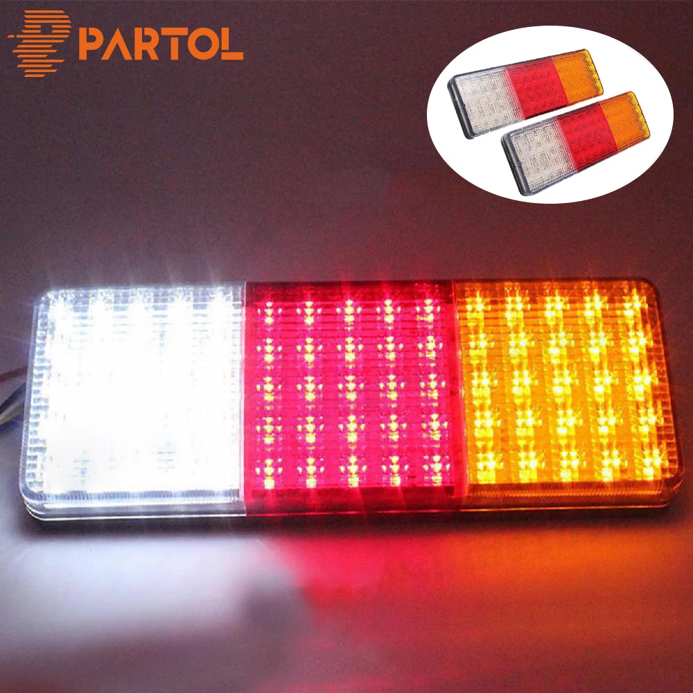 

Partol 75 LED Truck Tail Light Indicator Stop Brake Reverse Tailight Rectangle For Trailers Utes Caravans Campers Buses Vans 12V