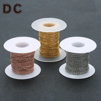 

DC 10yards/roll 1.5/2/3mm Width Gold Color Stainless Steel Chain Cross Link Chains for Necklaces Bracelets DIY Jewelry Finding