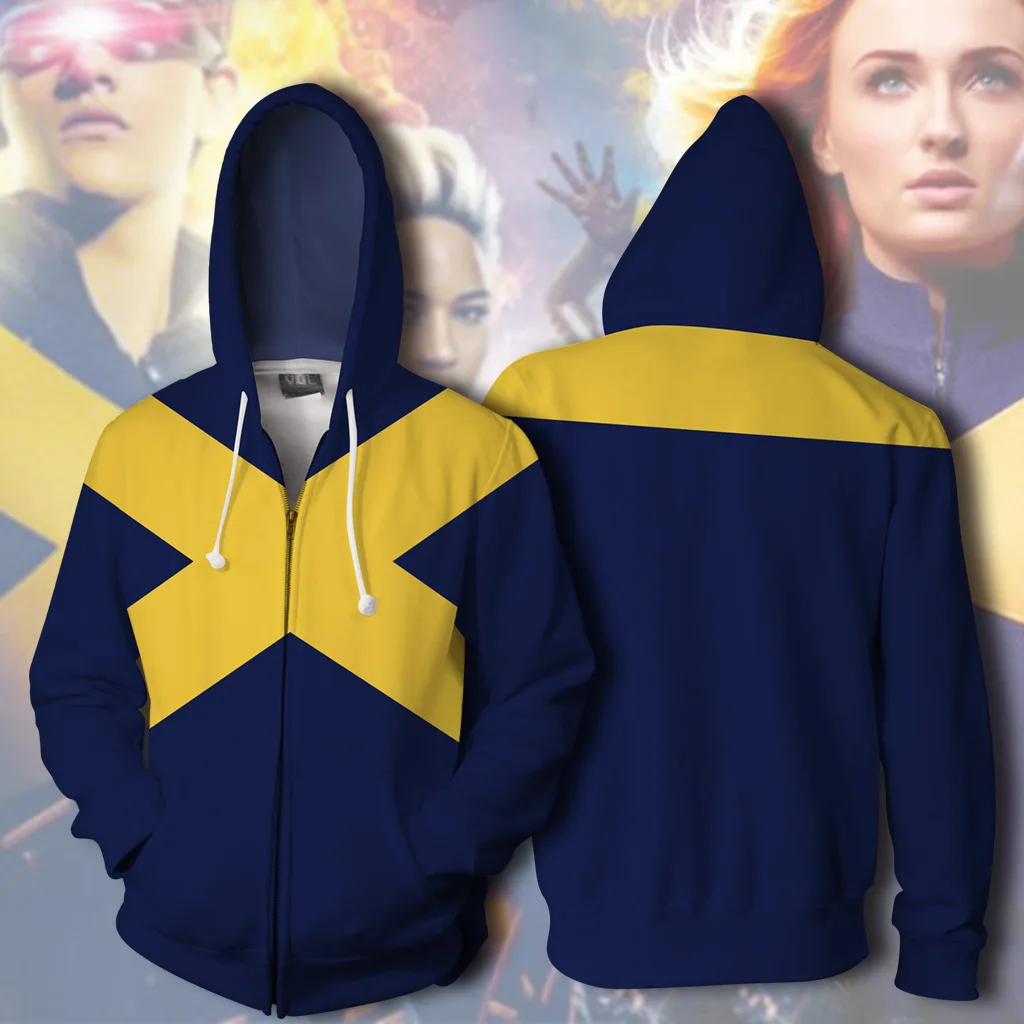 

2019 X-Men: Dark Phoenix Marvel Girl Cosplay Costume X-Men Hoodies Jacket Cosplay 3D Printing Zipper Sweatshirts Man and Lady