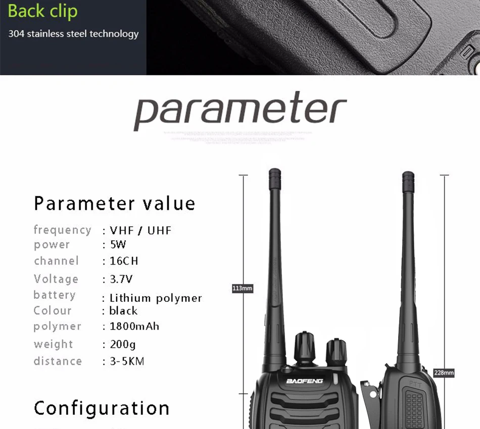 1 шт. Baofeng BF-888S портативная рация 5 Вт ручной Pofung UHF 5 Вт 400-470 МГц 16CH двухсторонний портативный любительский радиопередатчик