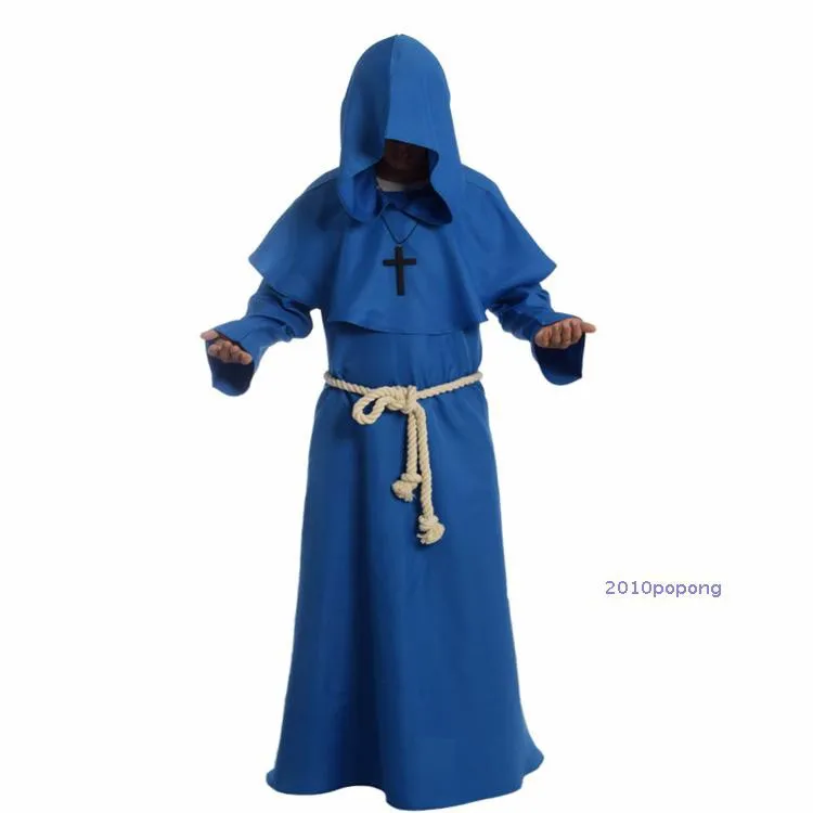 Monk Hooded Robes Cloak Cape Friar Medieval Renaissance Priest Men Costume COS