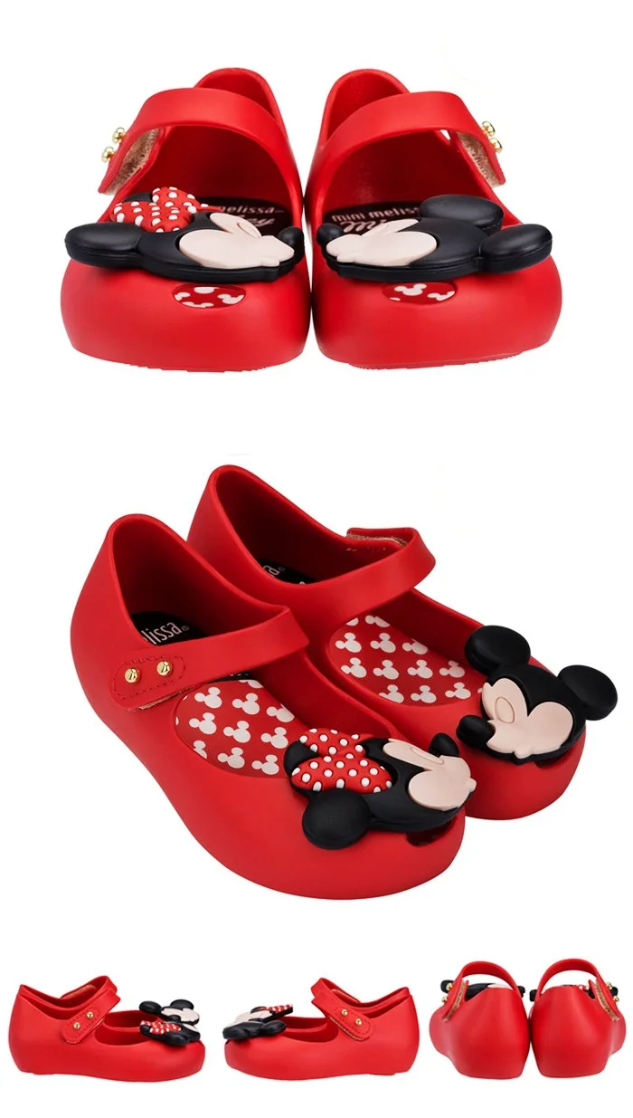 Обувь для маленьких девочек; новая стильная детская обувь с Минни Маус; очень милые пляжные сандалии; милые тапочки с ремешком с мышкой и заклепками