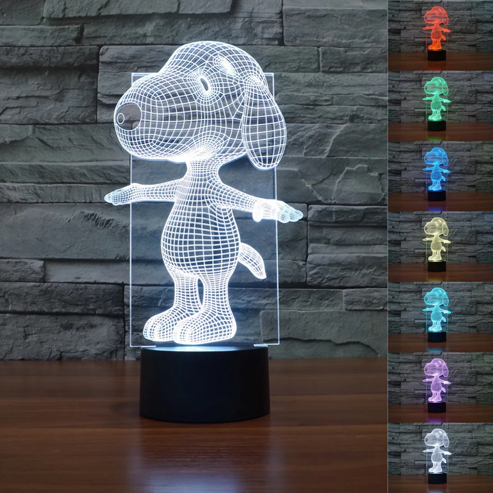 

Peanuts Charlie Brown Woodstock Puppy Dog Action Figure Toy Night Light Color Changing Cartoon Anime Sleep Lamp Kids Birthday