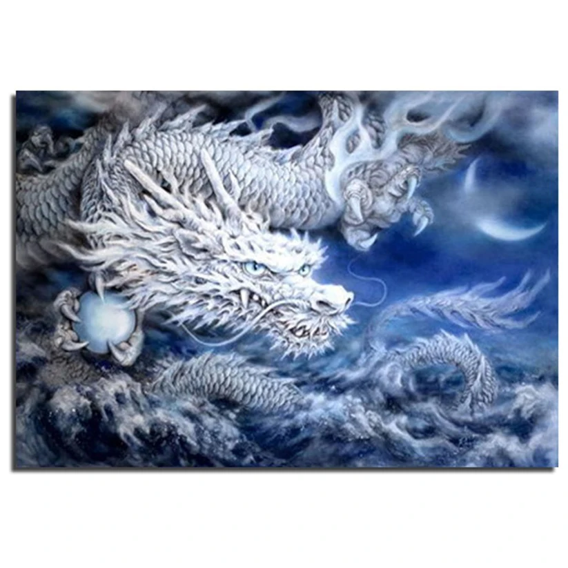 Белый дракон 50x70 см 3D DIY рукоделие Алмазная вышивка крестиком на рисунке швейные и