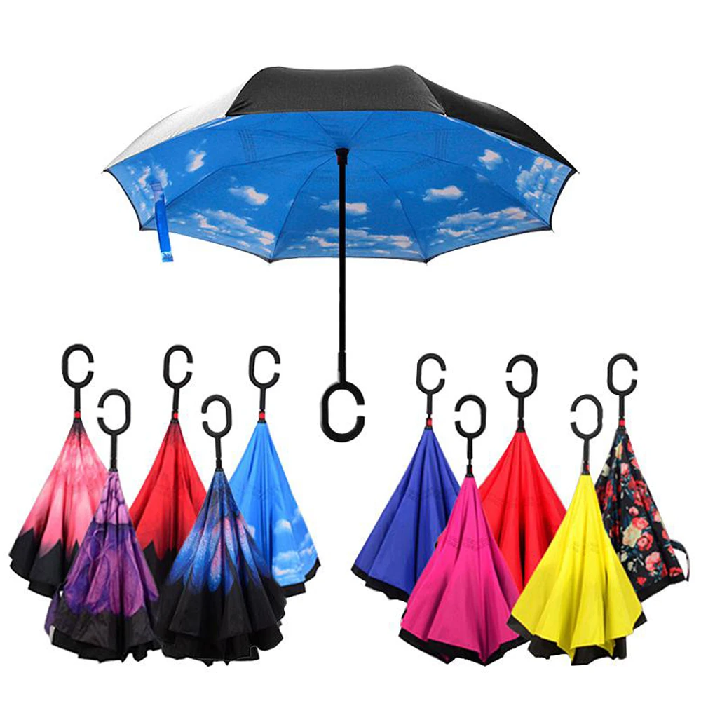 Paraguas plegable de capa para mujer, paraguas invertido a prueba de viento, para coche y lluvia, al por mayor, envío gratuito|Paraguas| AliExpress