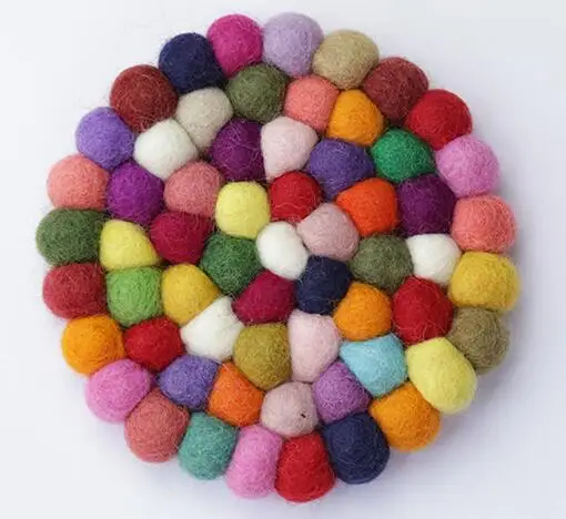 colorful round 1 шт чашка круглая квадратная Подставка под стакан ручной работы шарик из шерстяного войлока трайвет стол 10*10 см термостойкий Коврик - Цвет: colorful round