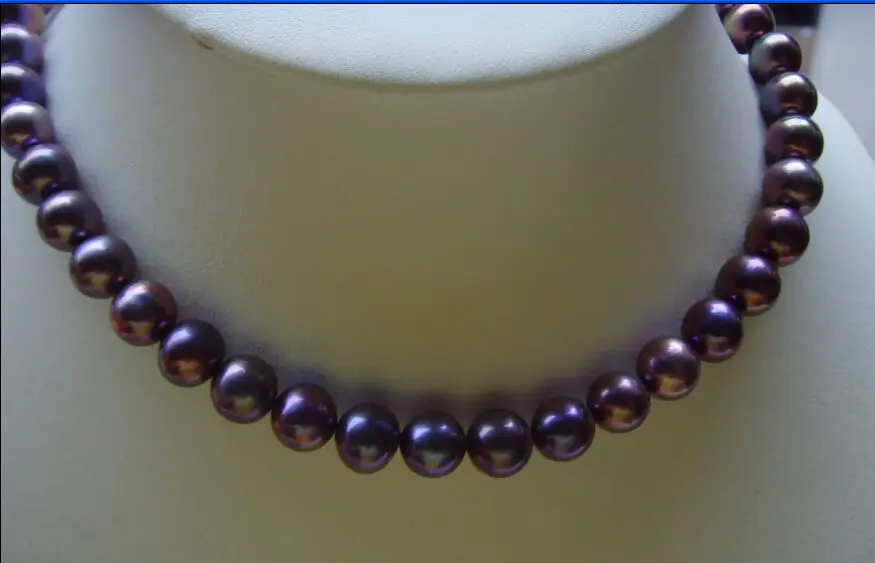 

huge rare 9-10mm natural south sea blakc red blue pearl necklace AAA