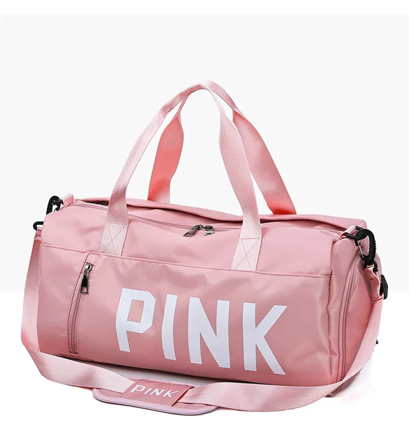 Розовая повседневная спортивная сумка для фитнеса большая емкость отделение для сухого и мокрого Женская дорожная сумка на плечо Водонепроницаемая Переносная нейлоновая сумка