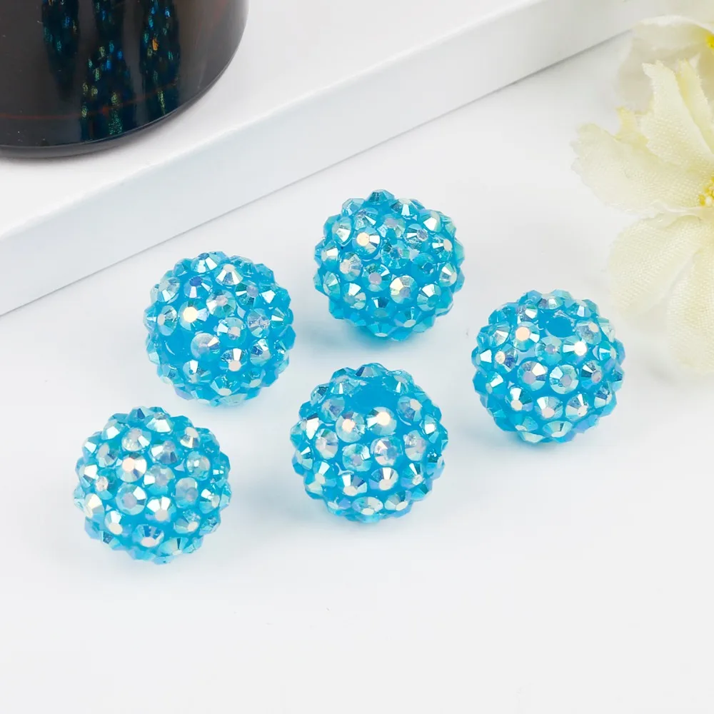 Fashion Candy Color Handmade 12mm 10Pcs Round Chunky Resin Rhinestone Beads Ball for Kids Girls Jewelry Making images - 6