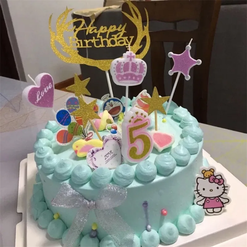 Новые креативные свечи для торта в форме сердца с 3 звездами для детей, взрослых девочек и мальчиков, украшения для торта на день рождения