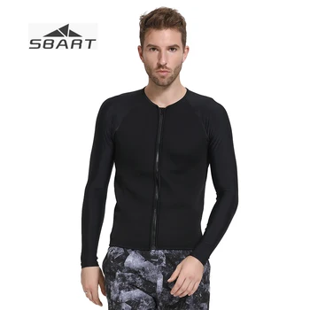 

SBART 2019 New Wetsuit Tops Neoprene Nylon Spandex Black Spring Summer Front Zip Surfing Snorkeling Diving Suit Steamer Suit