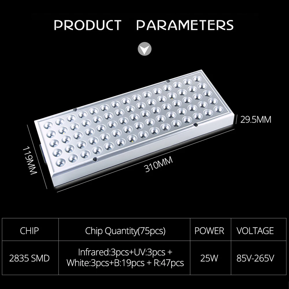 Светодиодный светильник для выращивания растений, 25 Вт, 45 Вт, AC85-265V, полный спектр, светильник для выращивания растений, цветов