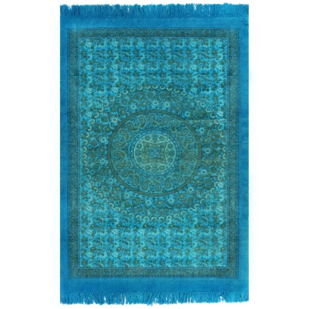 

EHOMEBUY Carpet New Modern Kilim Rug Cotton 120x180 cm with Pattern Turquoise Simple Non-slip Mats Area Rug Bedroom Kitchen Rug