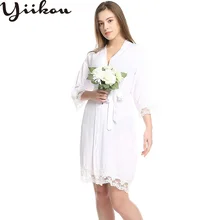 Женская летняя и осенняя сексуальная пижама халат хлопковый кружевной кардиган домашняя пижама одежды для женщин