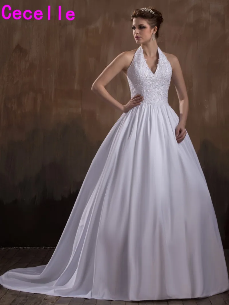 2019 New Ball Gown Vintage Wedding Dresses Sexy Halter V