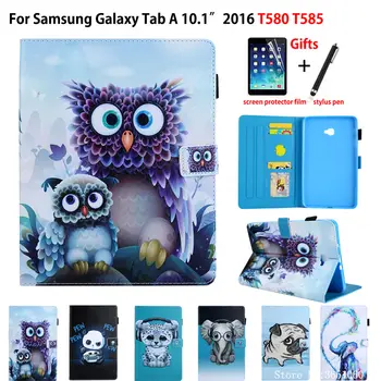 

SM-T580 Tablet Case For Samsung Galaxy Tab A a6 10.1" 2016 T580 T585 SM-T585 SM-T587 T585N Smart Cover Funda Animal Painted Skin