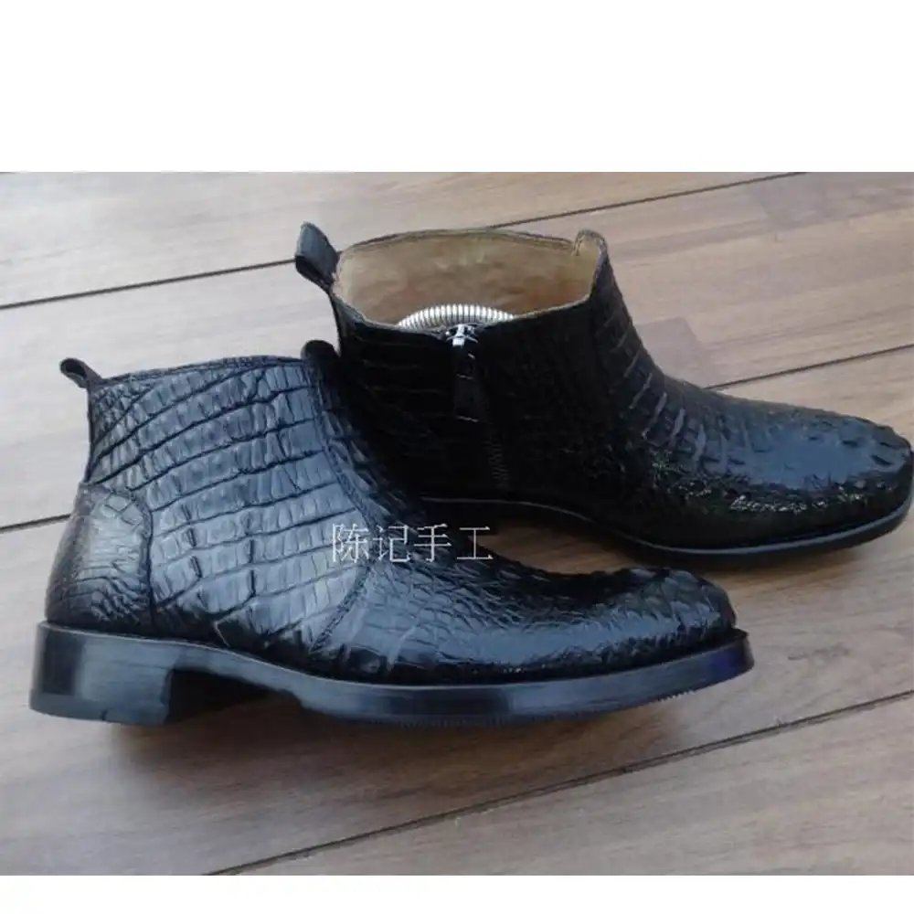 croc skin ankle boots
