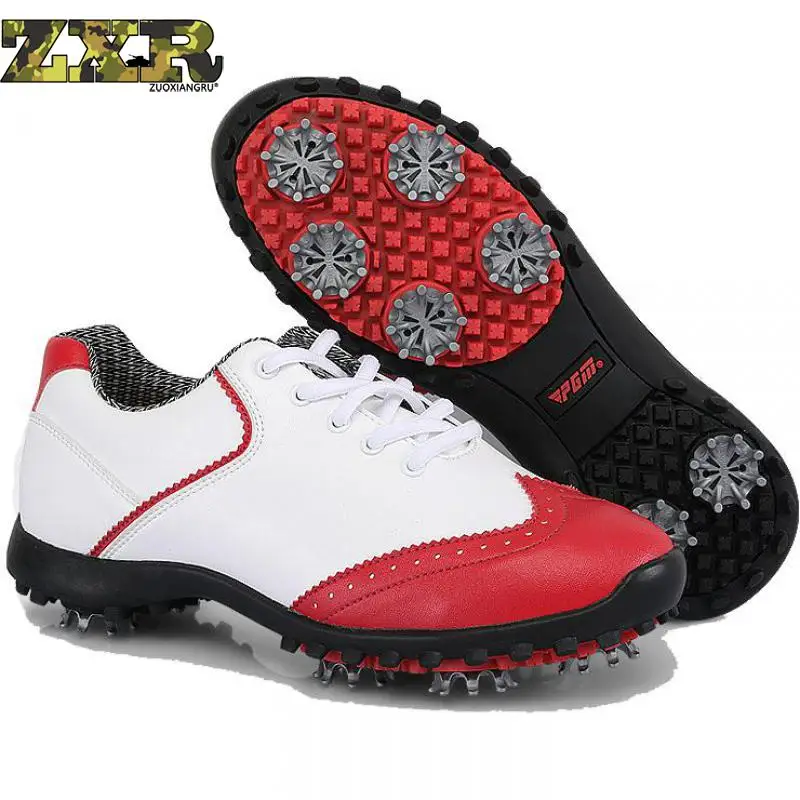 

Golf Women Shoes Waterproof Outdoor Sports Shoes Eva Midsole Microfiber Leather Breathable Skidding Nails Spikes Twist Shoes