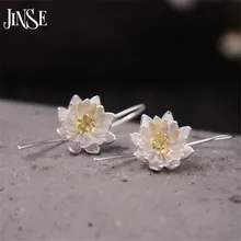Women Fashion S925 Pure Silver Jewelry Handmade Crafts Beautiful 15mm Blooming Flower Princess Fine Quality Quality Earrings