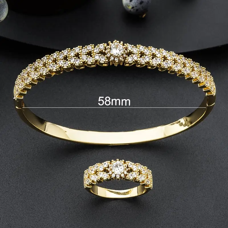 ModemAngel роскошный модный супер блестящий пшеничный AAA кубический цирконий женский браслет с багетками браслет и кольцо набор