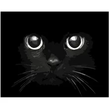 Картина по номерам DIY дропшиппинг 40x50 50x65 см ужасающий Черный кот голова животного холст свадебное украшение художественная картина подарок