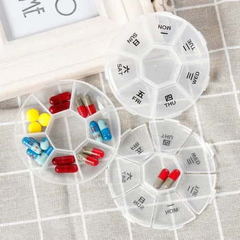 

7 Days Portable Rotation Weekly Rotating Pillbox Healthy PP Medical Kit Travel Pill Case Medicine Box Drugs Pill Container