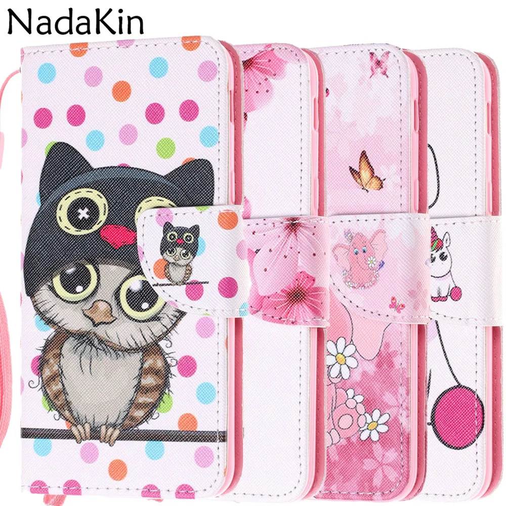 

Stylish Painted Book Case Phone Shell for Samsung Galaxy J3 J5 2016 J7 2017 J4 J6 Plus Note 8 9 With Strap Card Money Pocket