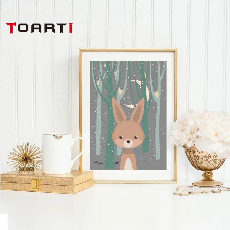 Forest Animals Deer Bear Posters Prints Cats Fox Canvas Painting Decoration For House For Kids Room Nordic Wall Art Pictures  (4)