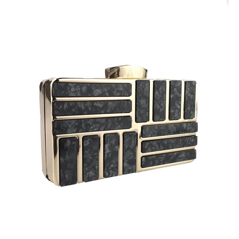 Black Mix Gold Роскошный фирменный дизайн, акриловые украшения, клатчи, женские вечерние сумки, вечерние, свадебные сумочки на цепочке, сумки через плечо, кошелек, клатч - Цвет: Black Mix Gold