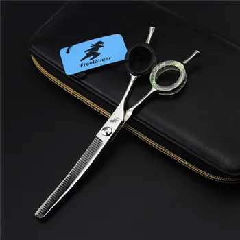 

6.5INCH 45 teeth curved Pet Dog Scissors Thinning Scissors with Scissors Bag