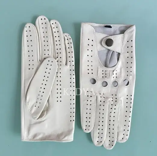 Мужские перчатки из натуральной кожи, мужские дышащие перчатки из козьей кожи, тонкие весенне-летние нескользящие перчатки для вождения, A12 - Цвет: A12  white