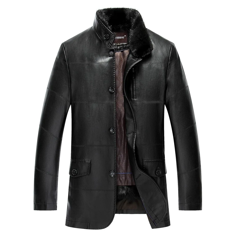 

New arrival men lapel fur winter PU leather simulation leather jacket men's thicker fur plus velvet fashion warm size MLXL2XL3XL