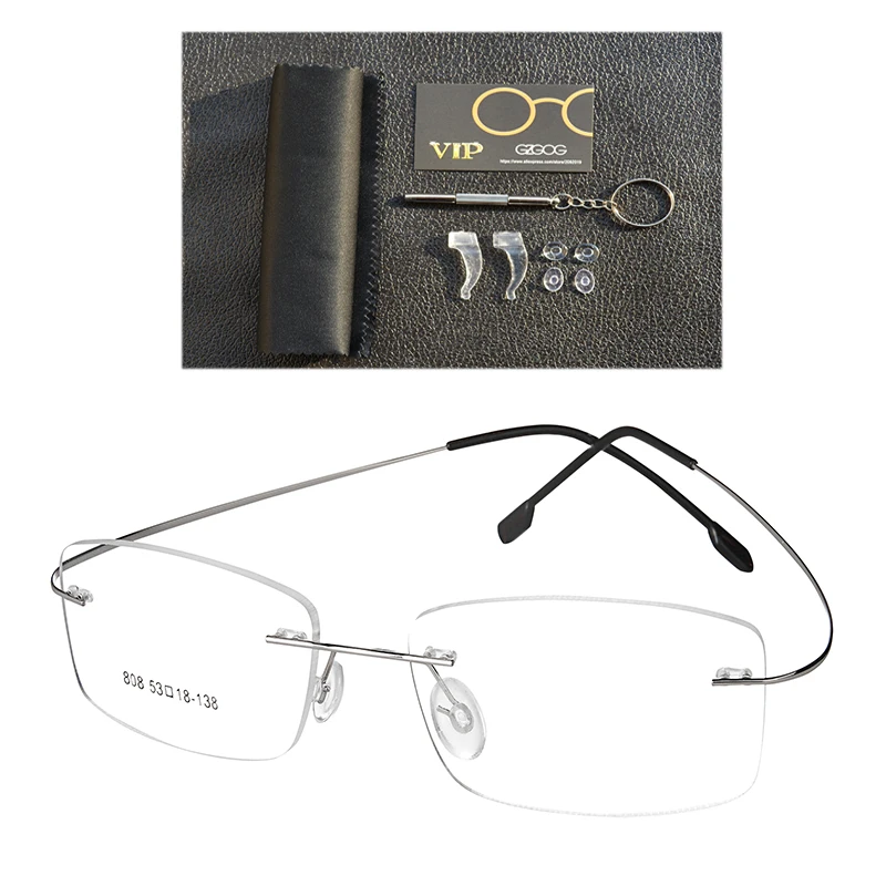 

Titanium Memory Flexible Rimless Frame Eyeglasses Optical Prescription Glasses Spectacle for Women and Men Frame Shape Customed