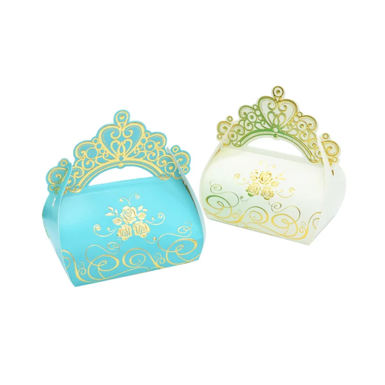 

Gold foil printing luxury wedding party crown gift box