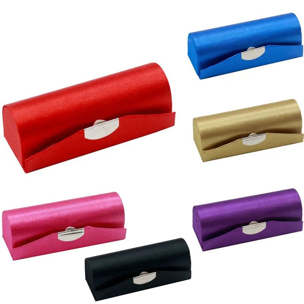 

Pure Color Lipstick Box Case Holder With Mirror Women's Cosmetic Jewelry Packaging Plain Fabric Lipstick Storage Box