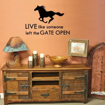 Horse Wall Stickers Art Decor Live Like Someone Left The Gate Open Horse Cowboy Wall Quote