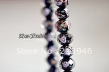 10 8MM 96Pcs Lot Black Inner Flower Crystal Rondelle Bead Lampwork Glass Loose Beads Jewelry Component