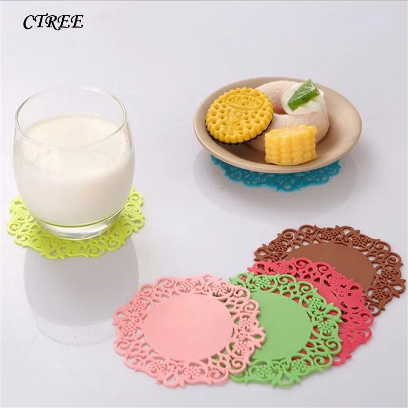 

CTREE Cup Cushion Heat Insulation Cushion Fashionable Creative Food Cushion Lace Flower Prevent Slip Cup Cushion Bowl Mat C595