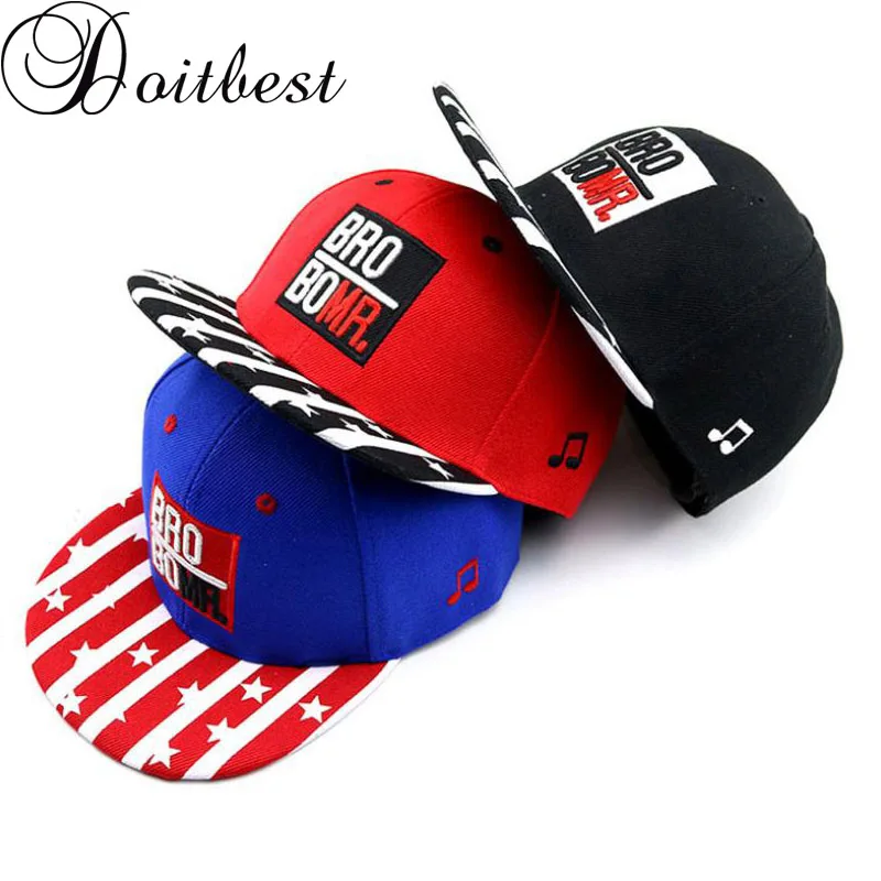 

Doitbest 2 to 8 Years old Children Baseball Cap summer Spring Hip Hop kids Sun Hat striped letters Boys Girls snapback Caps