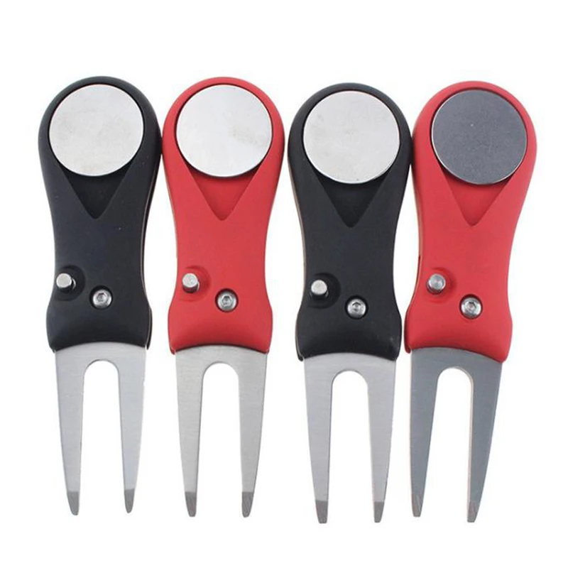 

Golf Fork Green Fork Stainless Steel Fold-able Golf Accessories Red Black Two Pieces