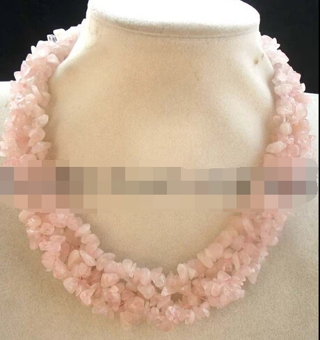 

FREE SHIPPING>>>@@ 11.22 4rows pink quartz handcraft baroque necklace 17" Discount 35%