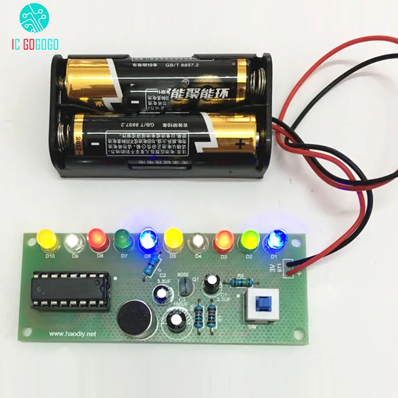 

Sound Control Flashing LED Music Colorful Light Lamp Controller Electronic DIY Kits Production Training Gift Voice Control