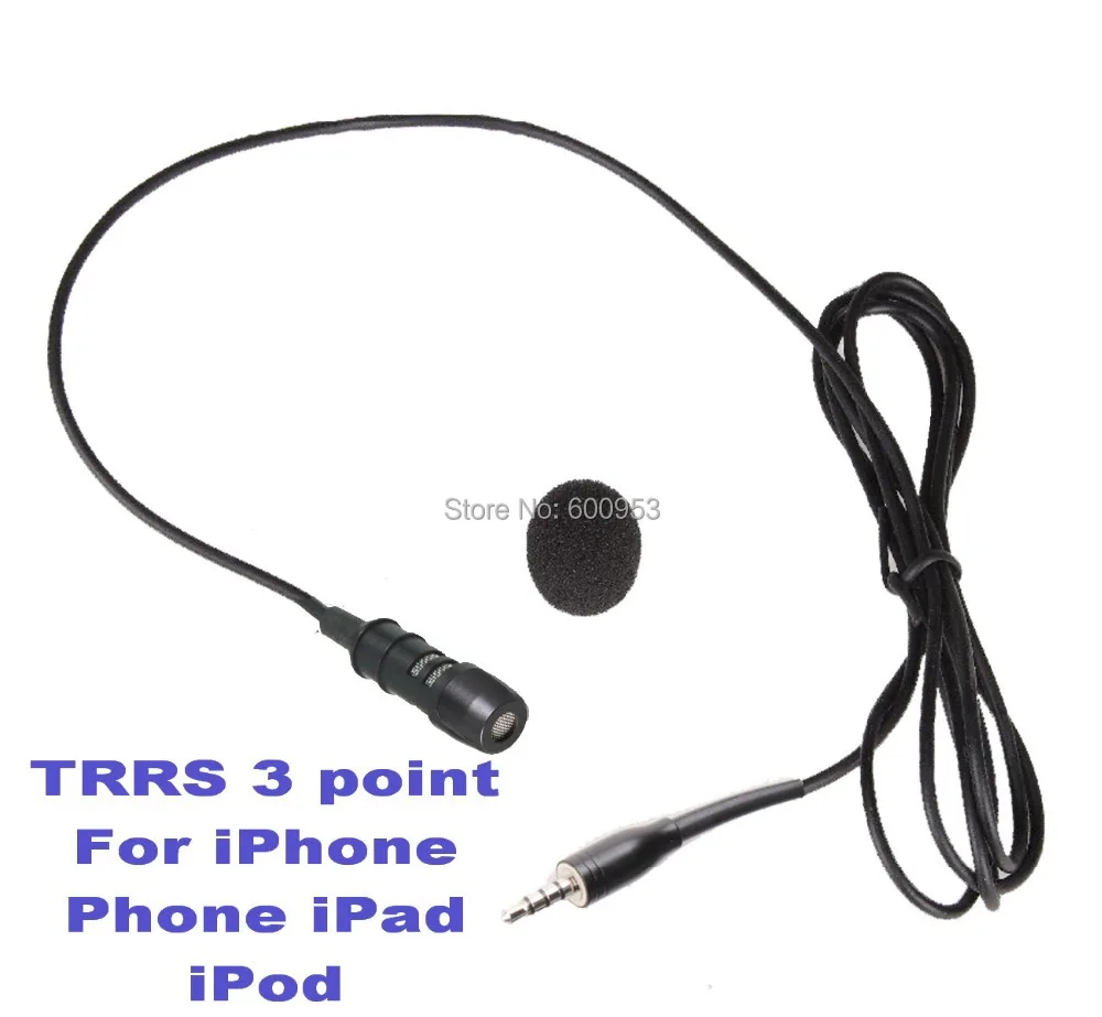 

High Quality Lavalier Lapel Cardioid Uni-directional Microphone FOR i-Phone Phone, i-Pod (3.5mm TRRS 3 point)